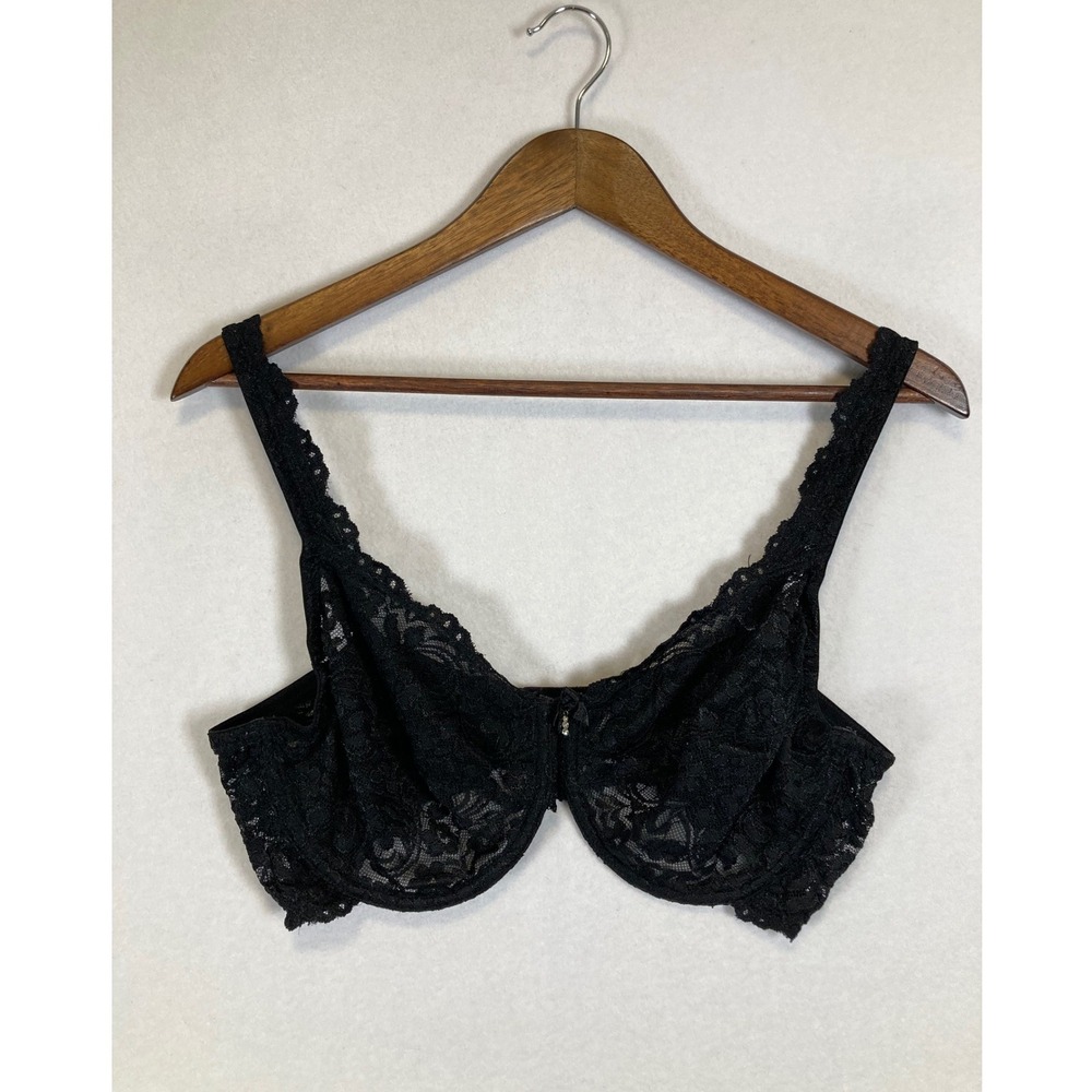 Romantic Smart & Sexy Womens 40D Black Floral Lace Unlined Underwire‎ Bra 85045